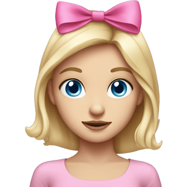 blondie girl with blue eyes and a pink bow on the head emoji