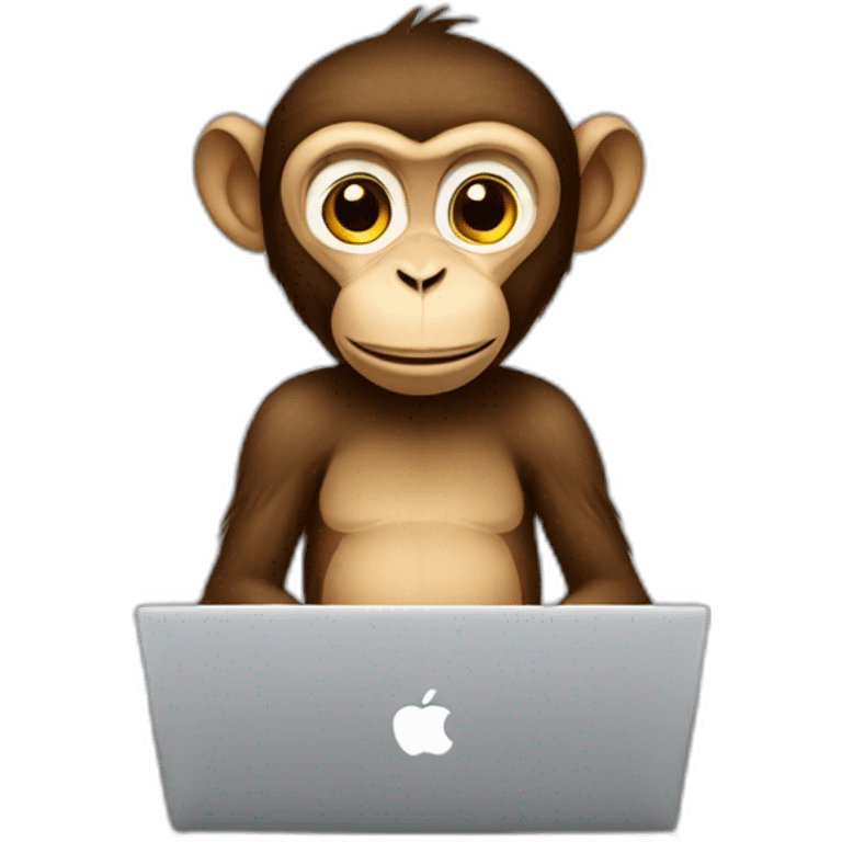 a monkey sit using its macbook emoji