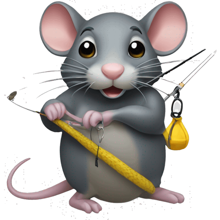 Rat on fishing hook caught emoji