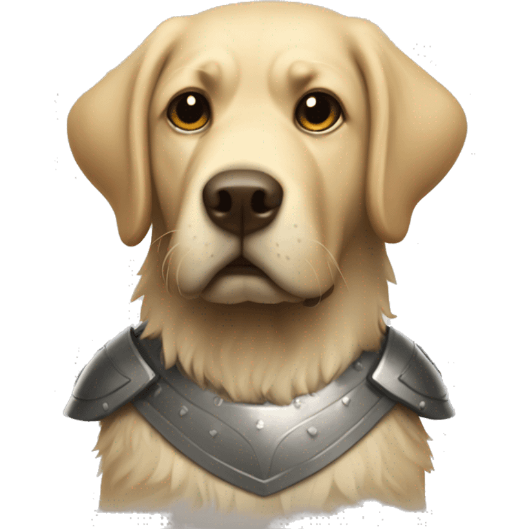 very shaggy labrador-like dog in protective armor emoji