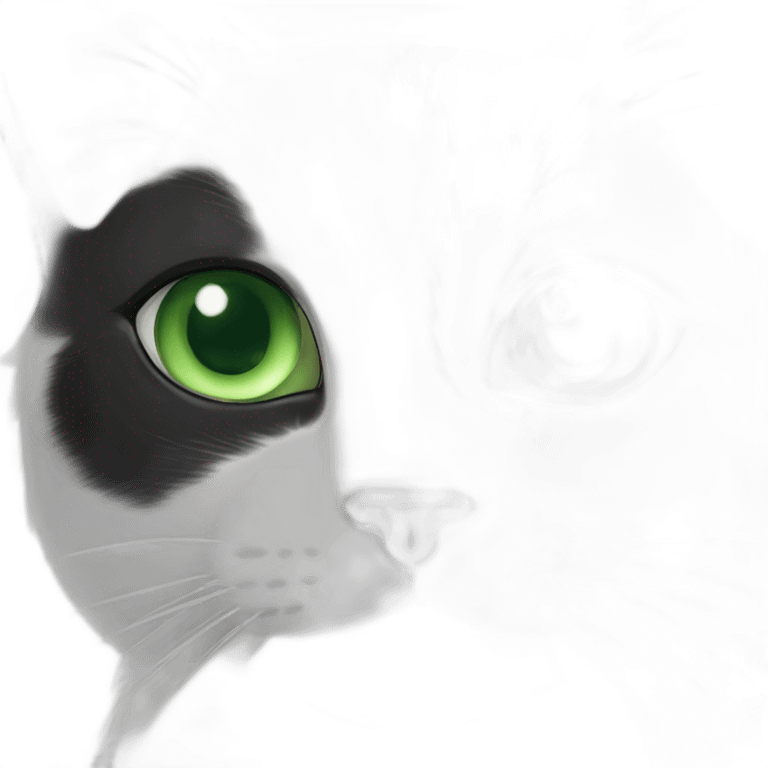 black-and-white cat with green eyes emoji