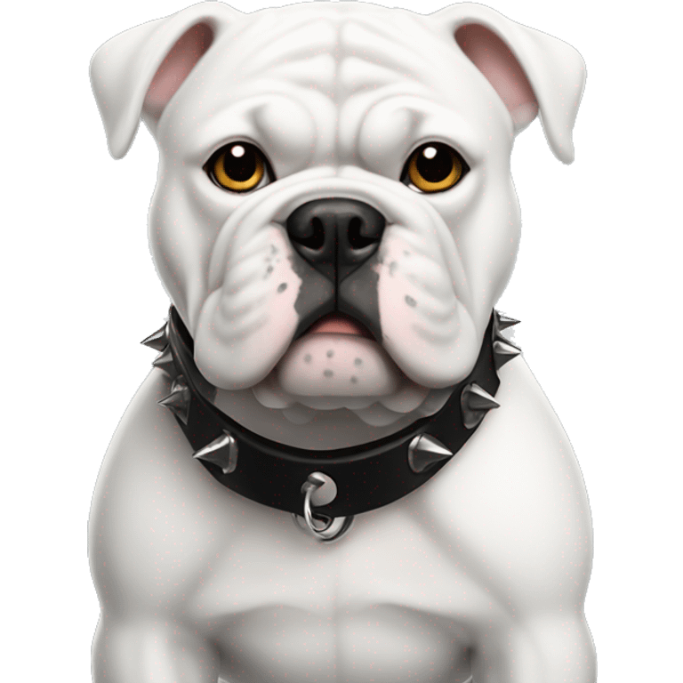 White bulldog with black spiked collar emoji