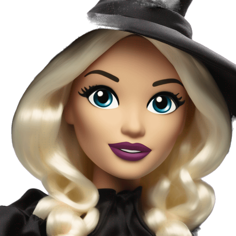 Curiously photogenic silkstone Barbie witches enchanted TV series floating gently on broomsticks emoji