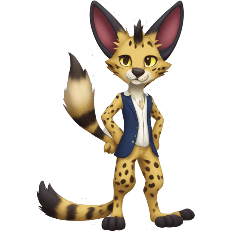 Anthro Fursona Sergal-Serval-Vernid-Fionbri full body emoji