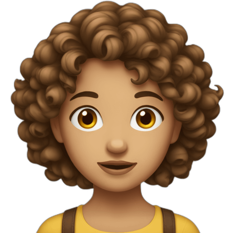 fille cheveux bouclés bruns emoji