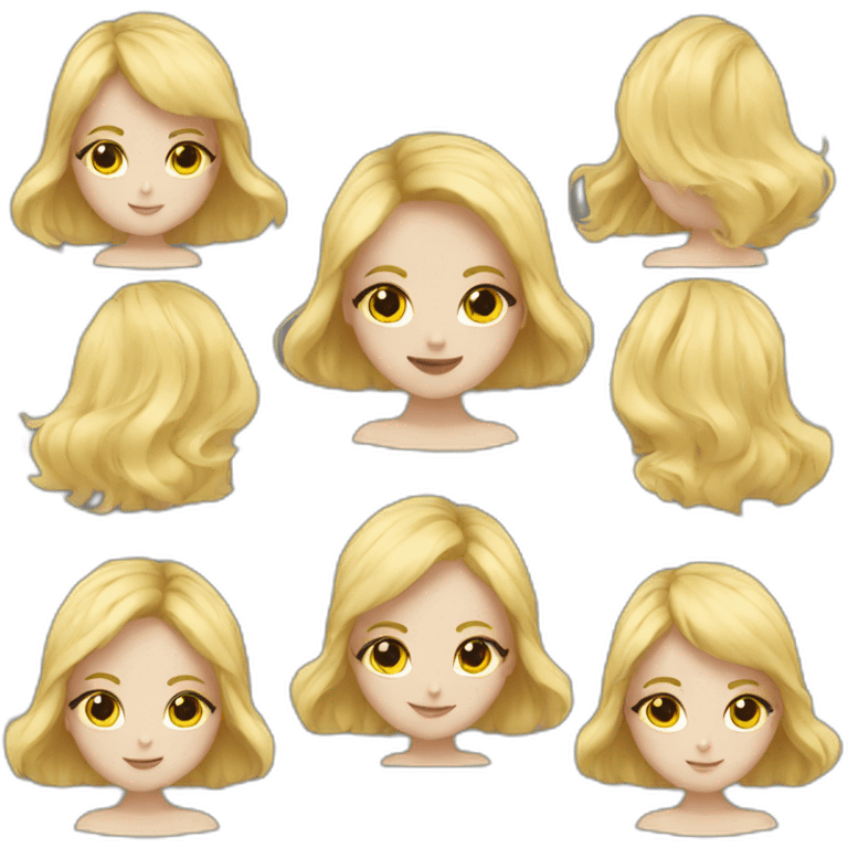 a girl with a blond hair and mask and cute emoji