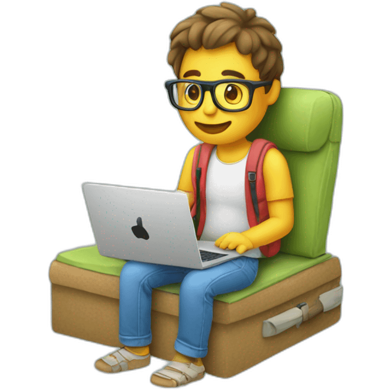 programmer with laptop on vacation emoji