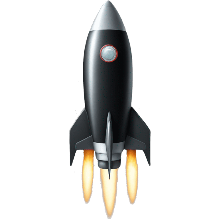 A black rocket, showing the symbol 0 emoji