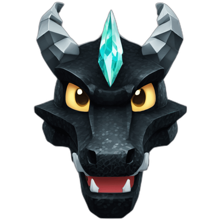 Minecraft Glitter Black Dragon Head With Diamond Horn emoji