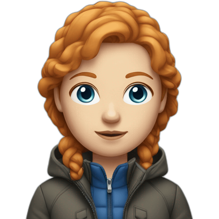 Ginger hair and blue eyes woman with a Canadian jacket emoji