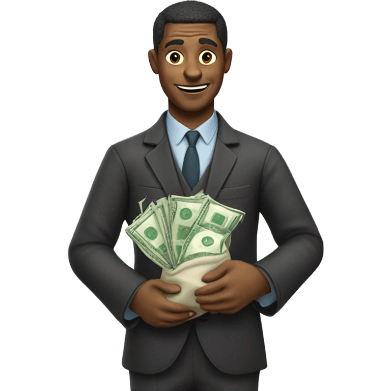 man wearing six pointed star holding money bag emoji