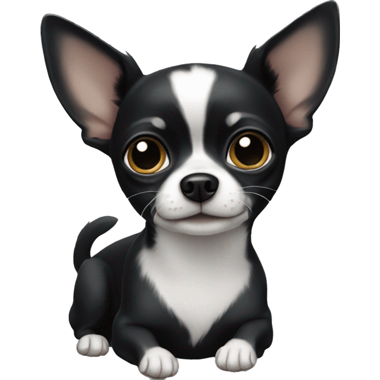 small black chihuahua with white paws emoji