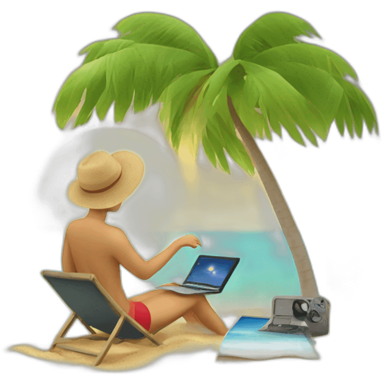 digital nomad computer working on the beach emoji