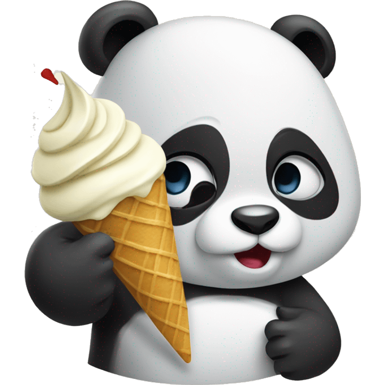 Panda wearing a hoodie eating ice cream emoji