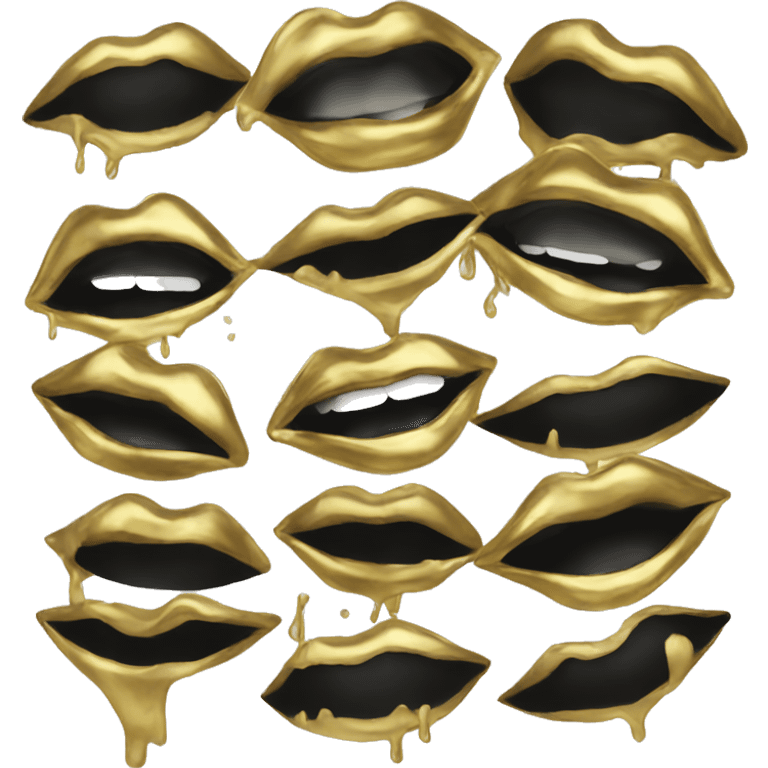 Black lips with gold dripping  emoji