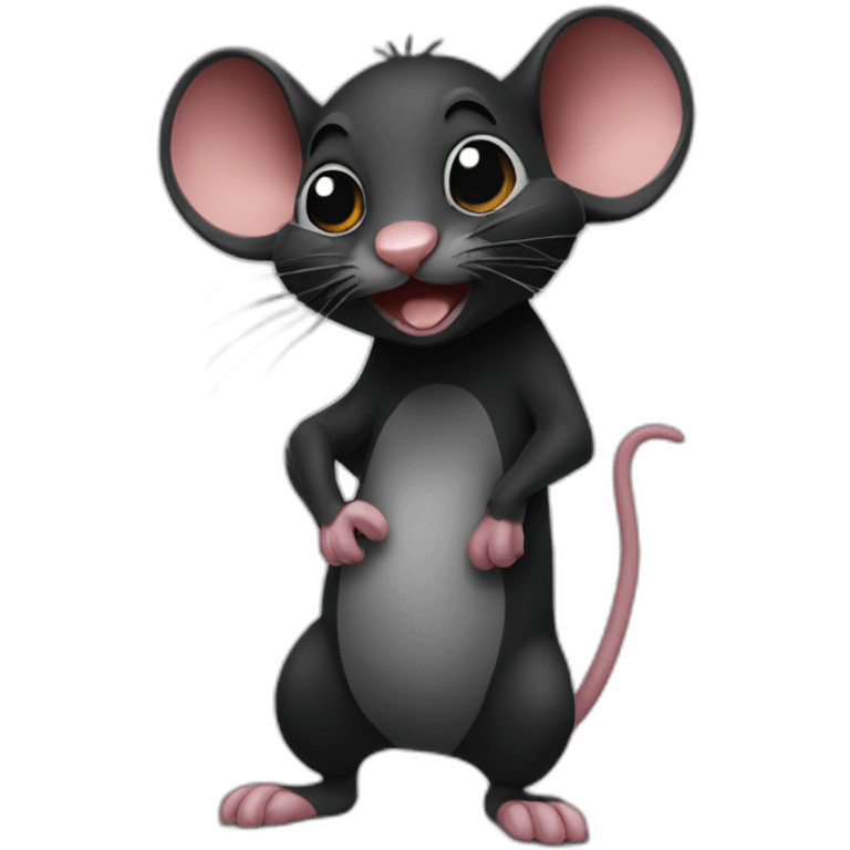 Crazy black mouse emoji