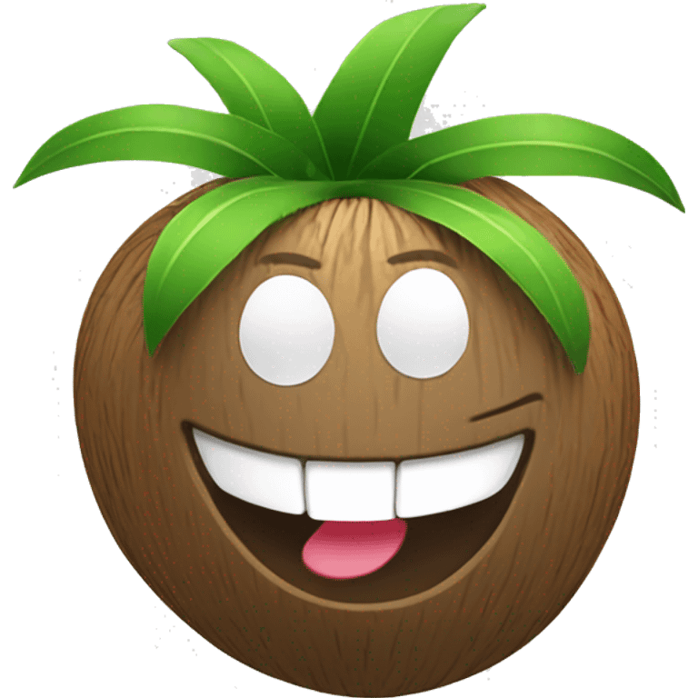 Happy clapping cartoon coconut with bair emoji