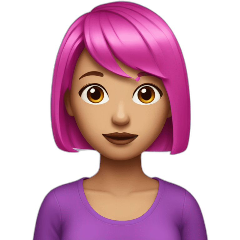 girl, purple eyes, hot pink bob haircut emoji