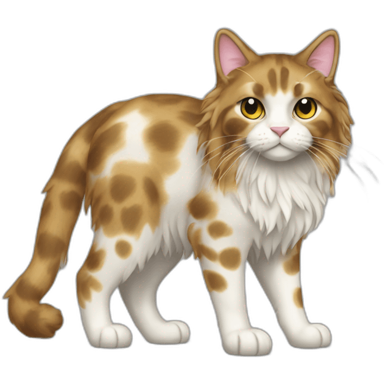 Full body Mottled coloured cat long hair 3 legs full body emoji