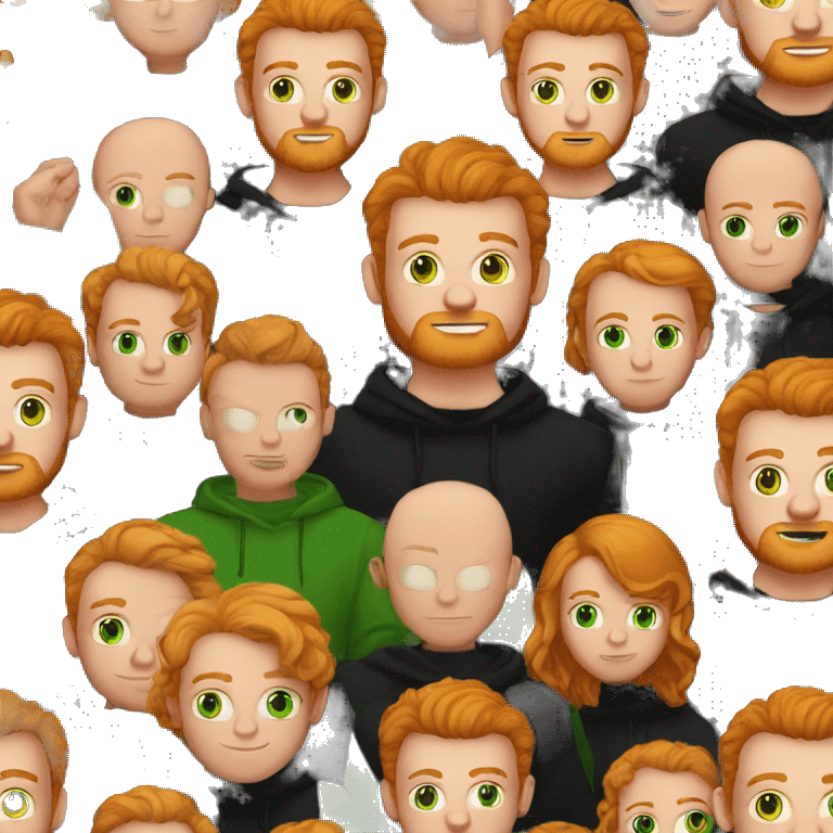 Ginger guy in black hoodie with green eyes and earring emoji