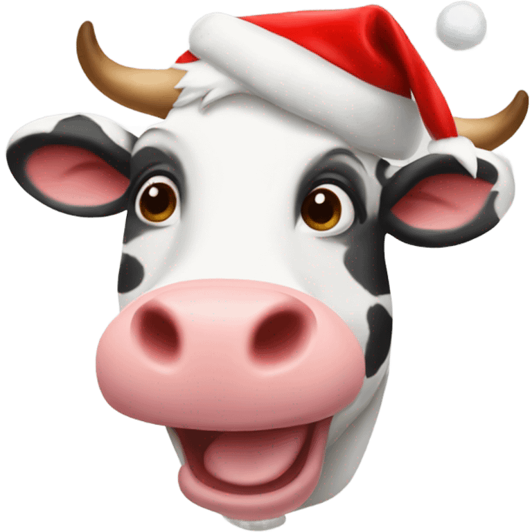 happy cow with santa hat emoji