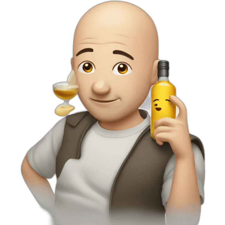 Drunk bald guys with à vodka bottel emoji