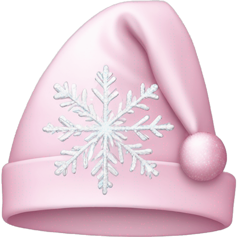 Light pink Santa hat with sparkly snowflakes  emoji