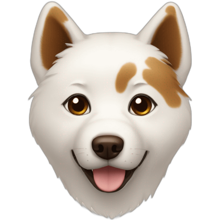 Jindo dog, white fur with brown patterns, face has a brown heart pattern on forehead emoji