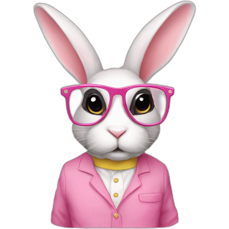 Specialist rabbit pink with glasses shirt yellow emoji