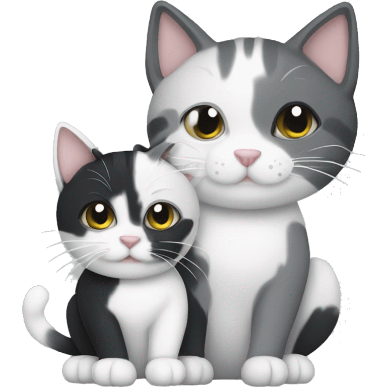 grey and white cat & black cat emoji