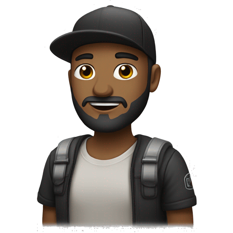 Guy with short dark beard, cap on backwards, with Logo "Richboyskint". emoji