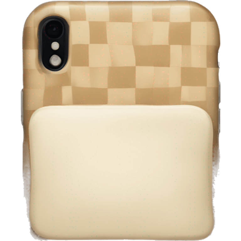 iPhone with beige checkered case emoji