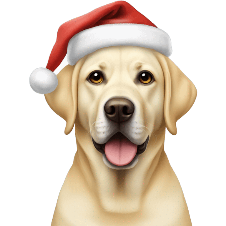 Yellow English lab wearing Santa hat emoji