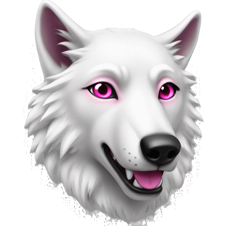 white wolf  with dark pink eyes money emoji