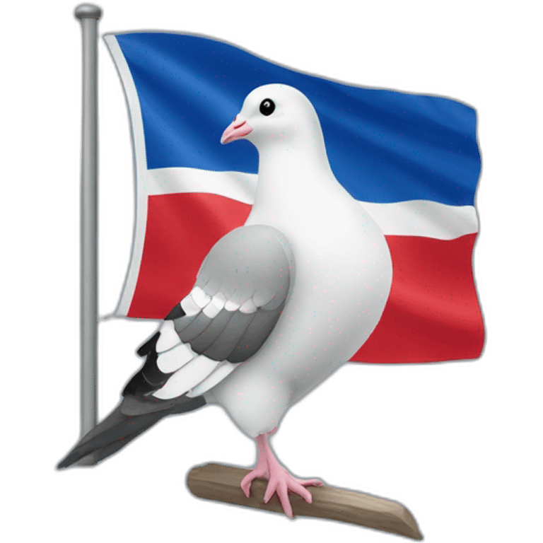 Un drapeau français avec un pigeon emoji