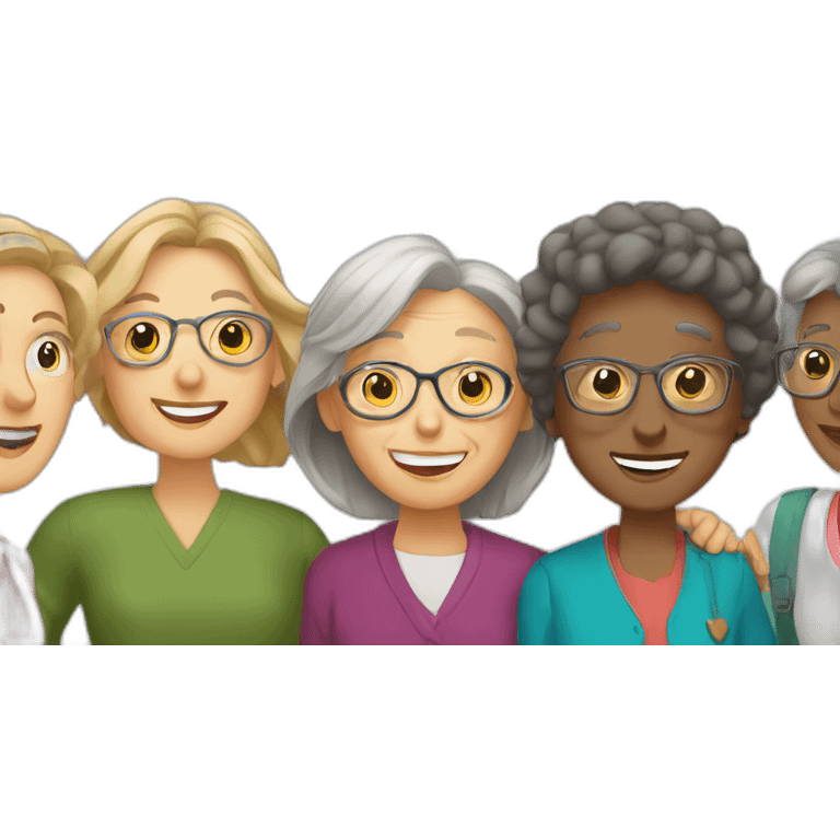 Classmates Reunion with older lady teacher emoji