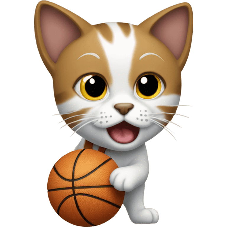 Cat dribbling a basketball emoji