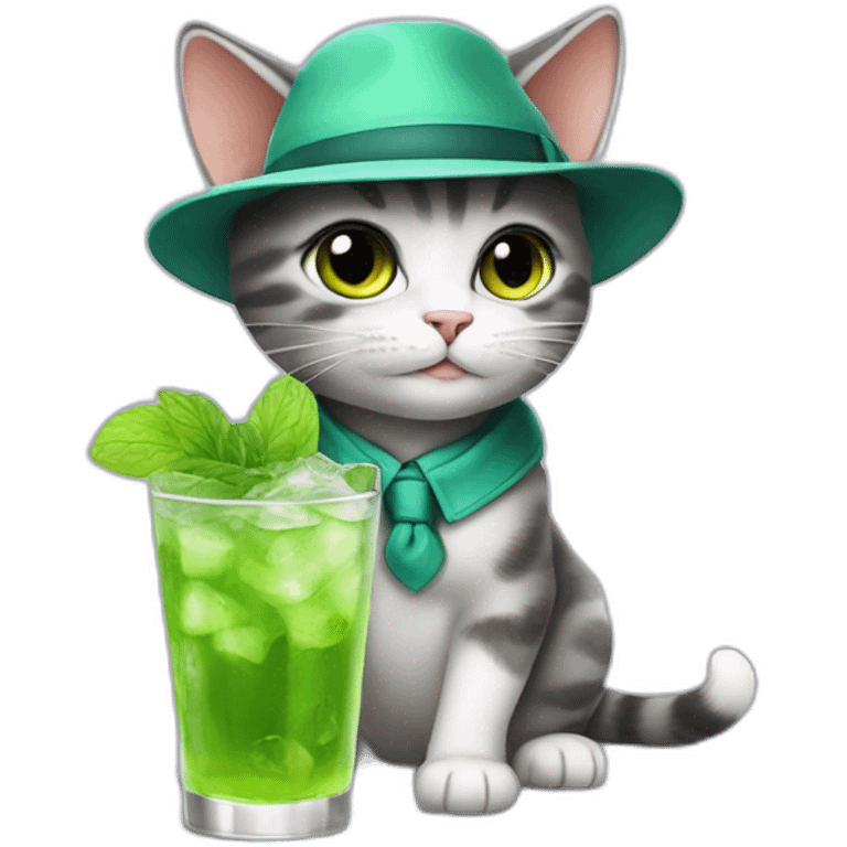 baby detective cat drinking mojito emoji