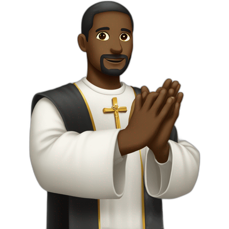 sacerdote traje negro crucifijo en la mano emoji