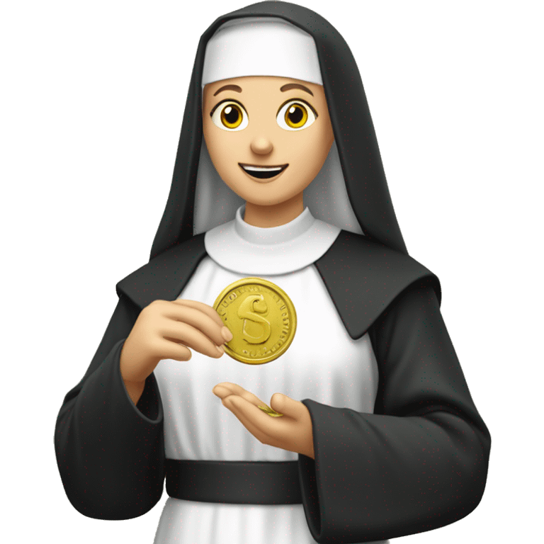 A blonde nun holding a dime 10 crnt  emoji