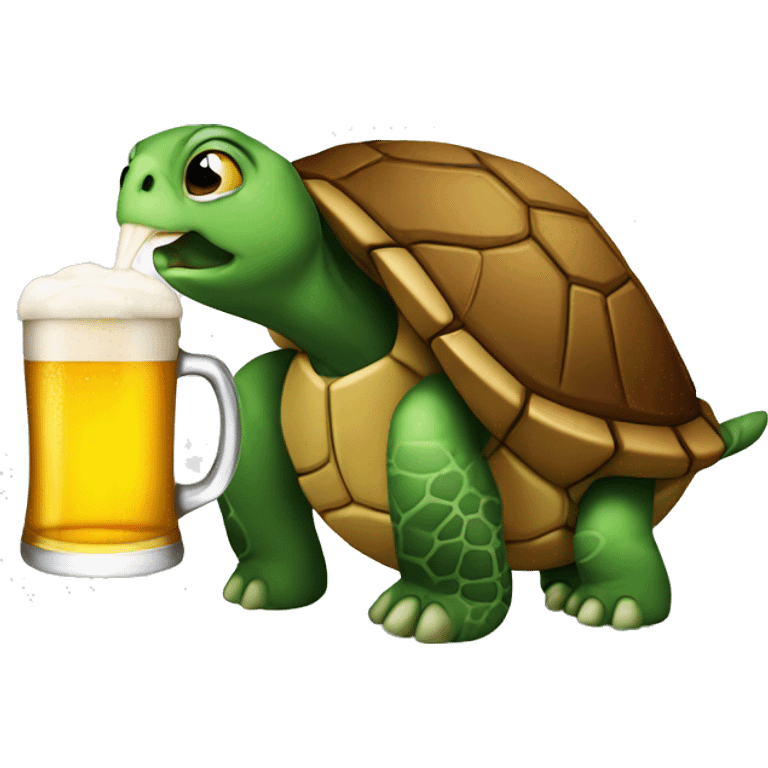 Turtle drinking a beer emoji