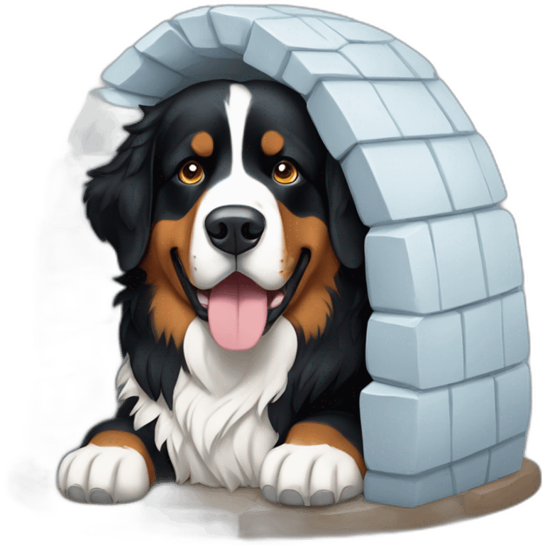 Bernese mountain dog in a igloo emoji