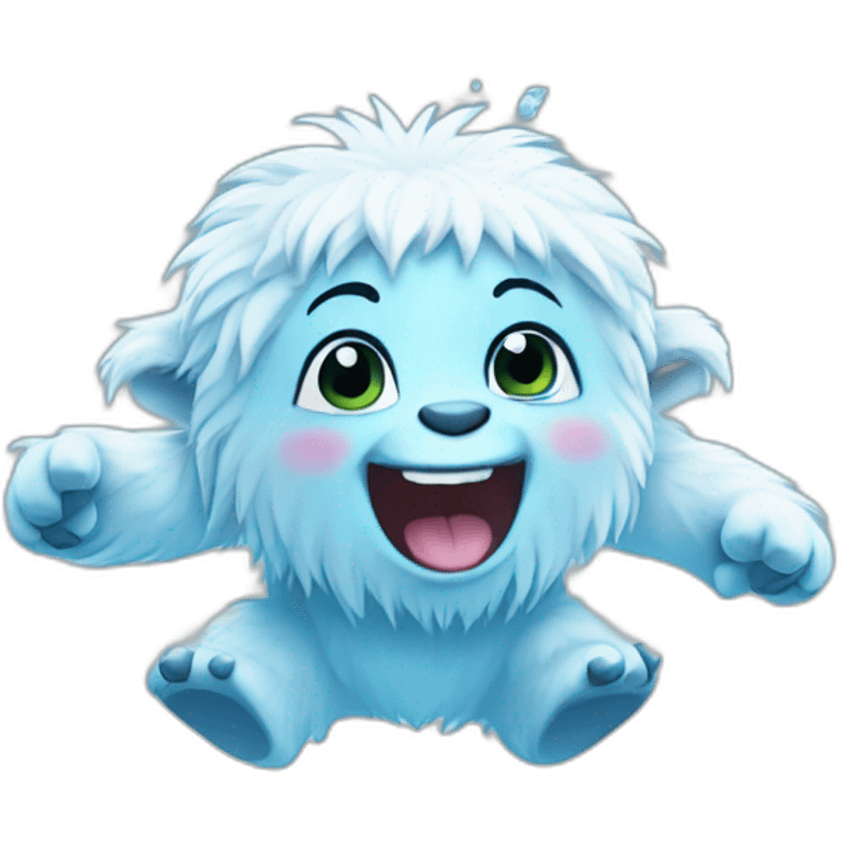 Cute baby yeti jump ice cube emoji