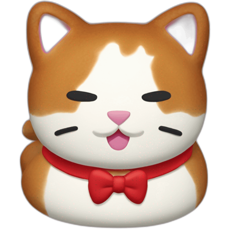 squishmallow gingerbread cat with red bowtie and buttons emoji