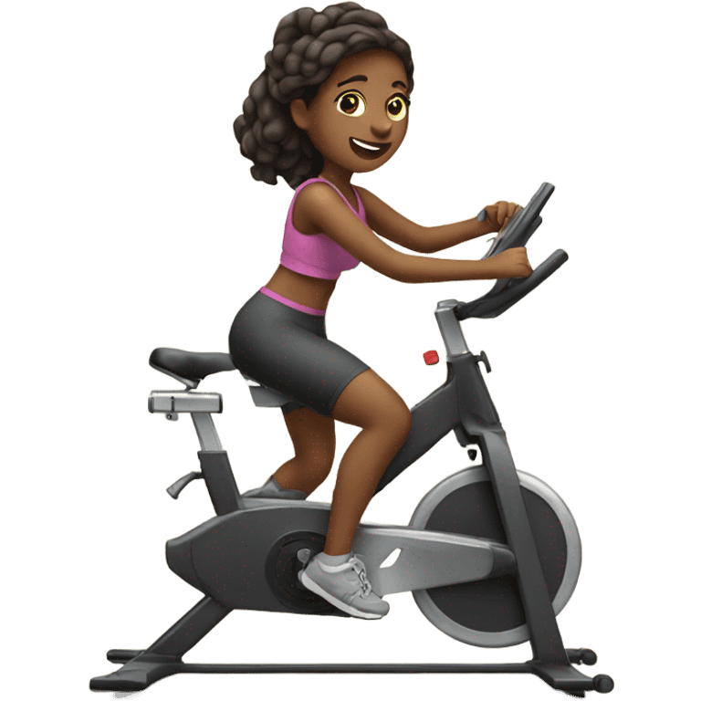 Girl on exercise bike emoji