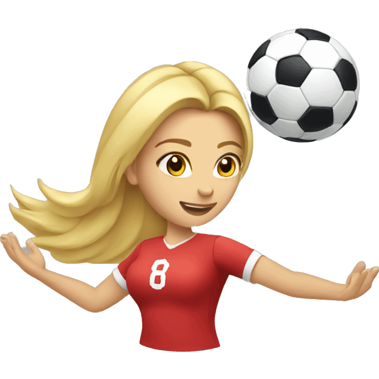 blond woman spinning a soccer ball on her hands emoji