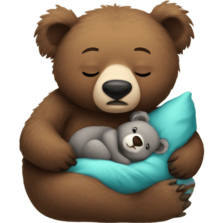 Brown bear naps with koala emoji