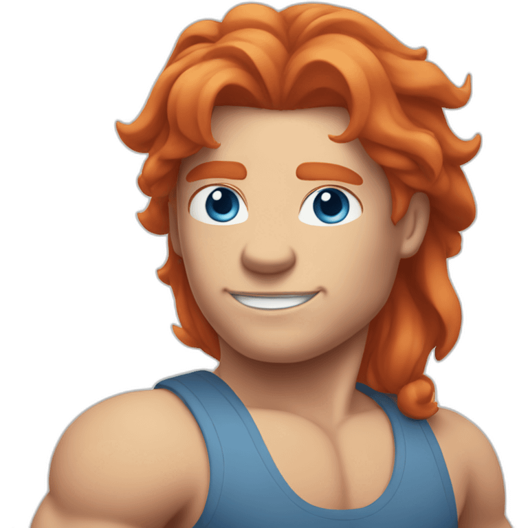 Yoga Muscle man blue eyes neat red hair emoji