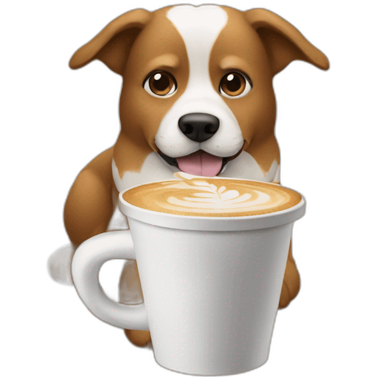 Dog having a Starbucks coffee emoji