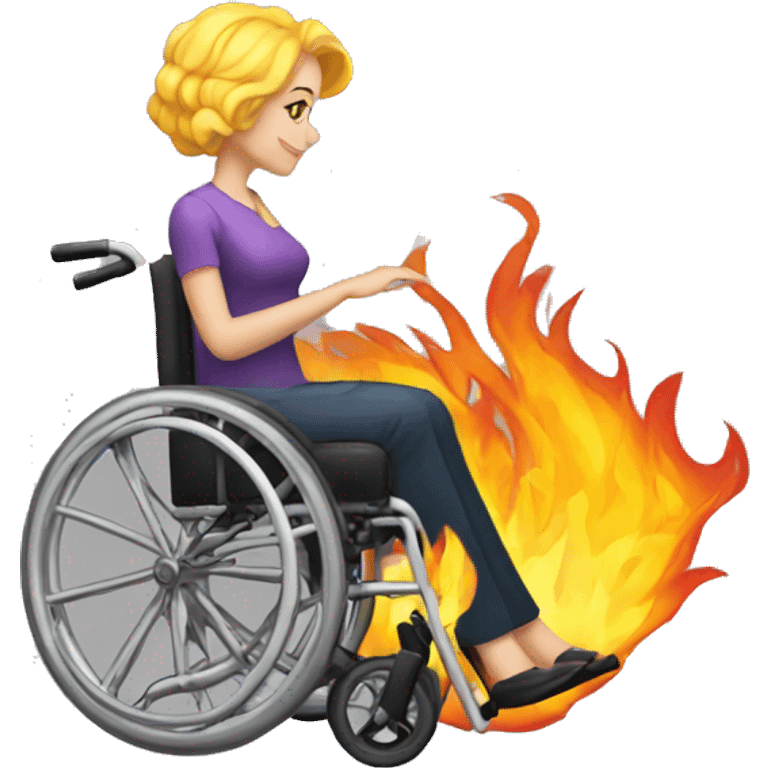 Woman wheelchair hot rod flames emoji